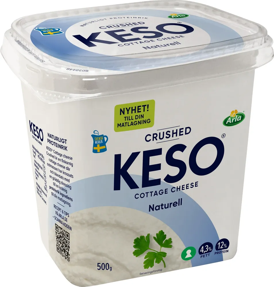 Cottage cheese crushed 4,3, KESO®, 500g Jämför pris & handla via